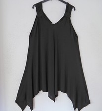 MAGNA cooles Tunika Träger Kleid Long-Top Shirt 48-50 (4) Zipfelsaum schwarz