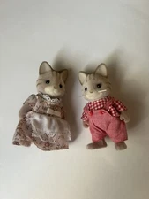 Sylvanian Families Tabby Cat Family Epoch Figure Set Of 2 Used 1985 Toy