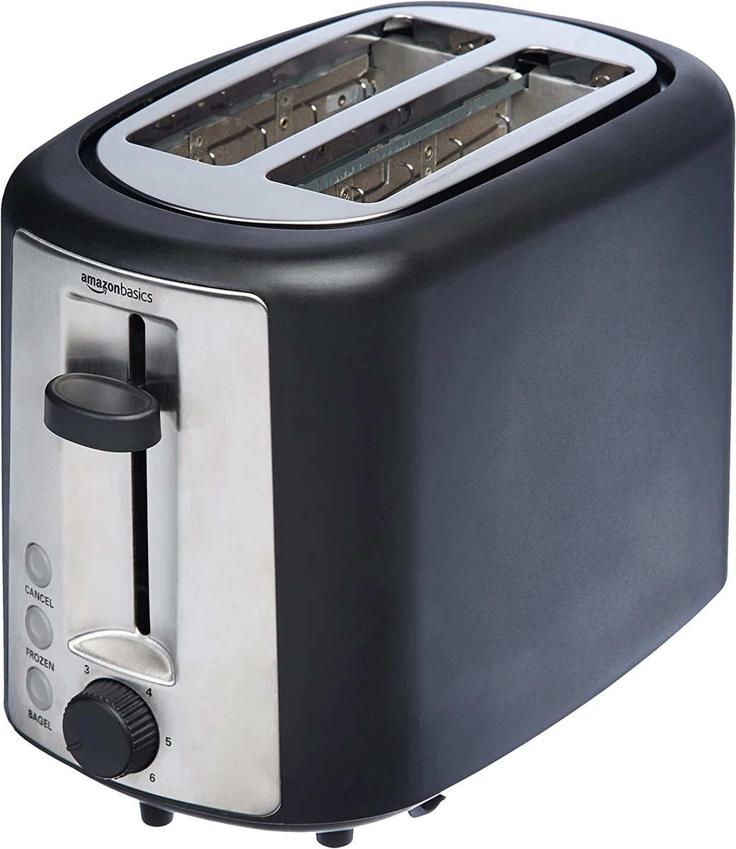 Basics 2 Slice, Extra-Wide Slot Toaster with 6 Shade Settings, Black