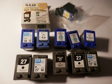 LOT OF 12 HP 22 27 28 EMPTY VIRGIN INK CARTRIDGES 7 BLACK 5 TRI-COLOR