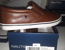 Nautica youth Slip-On Casual Shoe dark brown Sneaker NEW Akeley boys size 4 00Q