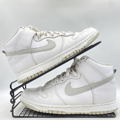 Nike Dunk High Weiß Grau Turnschuhe Größe UK 6,5 Damen Leder Fitness Freizeit