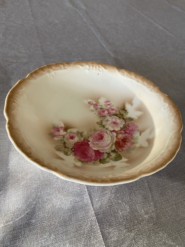 Porcelain Gold Rimmed Rose Serving Bowl | eBay