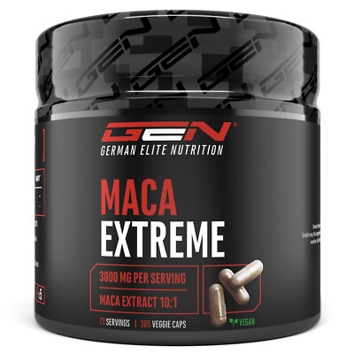 Maca Extreme - 365 Kapseln - 3000 mg pro Tag - Hochdosiert - 100% reines Extrakt