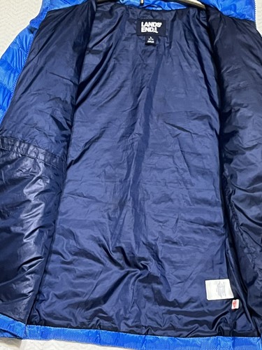Lands End Unisex L 14-16 Packable Puffer Jacket Blue Camo Primaloft Lightweight - Picture 6 of 16