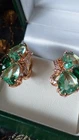 Vintage 1990-s 14 Ct Rolled Gold Light Green Peridot Earrings  Hallmarked 585 RG
