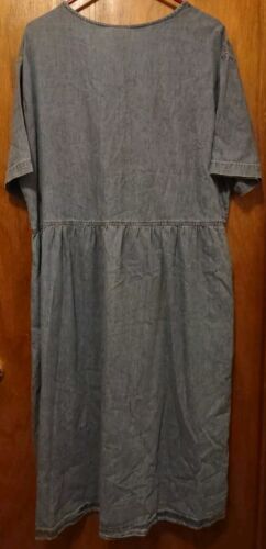 NEW Faded Glory Dress size 22W Denim Cotton Button Front Midi Pockets - Picture 3 of 6