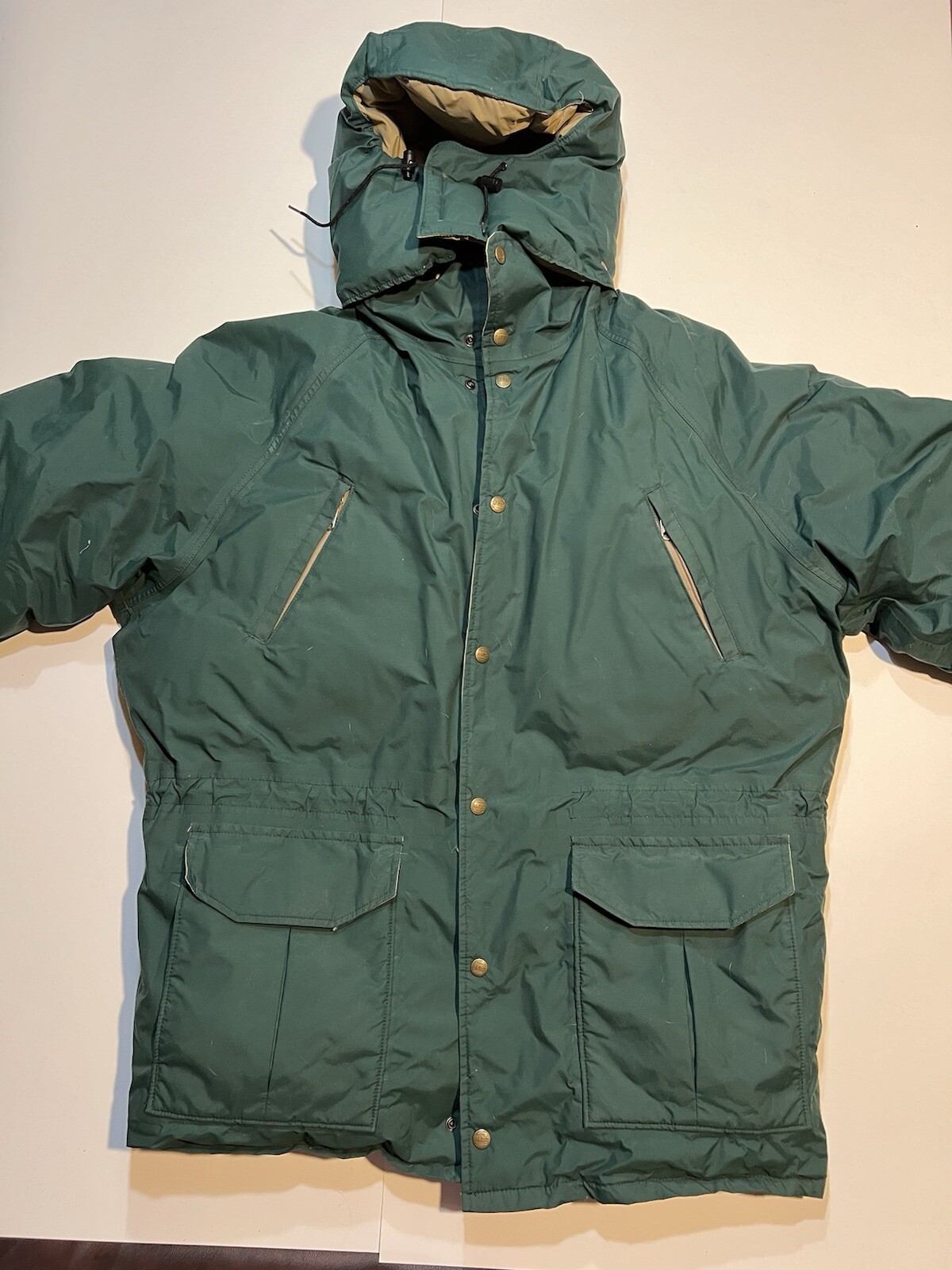 Vintage LL Bean Maine Warden Parka Coat Green L Large GoreTex Down