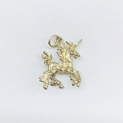 14k Gelbgold Einhorn Pferd Horn Bronco Colt Pony Anhänger Charm