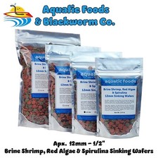 12mm - 1/2" Brine Shrimp, Red Algae Spirulina Sinking Wafers. WL