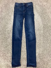 American Eagle Sz 00 Jegging Super Super Stretch Sateen Denim Skinny Jeans Dark