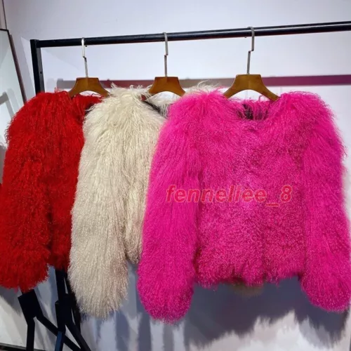 Damen-Kurzmantel echtes mongolisches Lamm Schaf lockiges Fell Jacke Winter warm Oberbekleidung - Bild 2 von 38