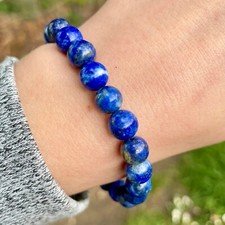 Lapis Lazuli Stretch Bracelet 8mm  Natural Healing Crystal Beaded Jewelry Gift