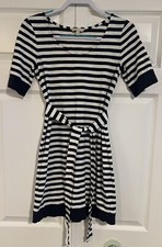 Banana Republic 100% Cotton Blue - White Striped Waist Tie Dress - Size Small