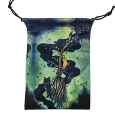 Tarot Cards/Runes Bag-Besom Moon - velveteen-drawstring- approx. 5" x 7".