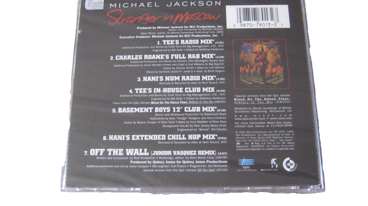 Michael Jackson Stranger In Moscow US 7 Track CD 49K 78013 No