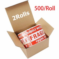 2Roll 500/Roll 3x5" Fragile Handle with Care Thank You Shipping Labels Stickers 