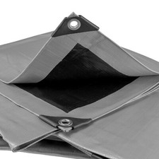 Waterproof 300gsm Heavy Duty Tarpaulin– Silver/Black Builders Ground Sheet Cover