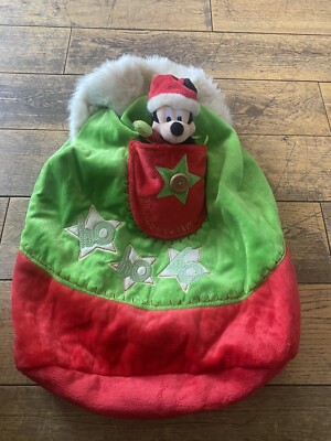 Mickey Mouse Plush Stocking Velour Hanging Sack Medium