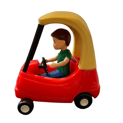 Vintage Little Tikes Mini Cozy Coupe Car W/ Boy Small Red & Yellow
