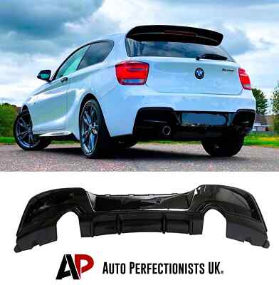 For BMW 1 Series F20 F21 PRE-LCI Gloss Black Rear Diffuser Lip M135i M140i 11-15