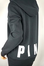 VICTORIA'S SECRET PINK BLACK PERFECT FULL-ZIP HOODIE M