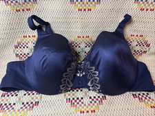 Lane Bryant Cacique Navy Blue Bra 44C Lightly Lined Balconette Backsmoother