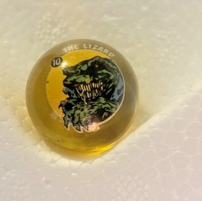 Vintage Marvel  The Lizard #10 Translucent Yellow Glass Marble Collectible