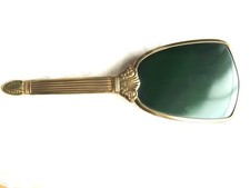 Vintage Emerald Green and Gold tone Vanity Hair Brush 9 1/2" long