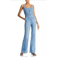 Alice + Olivia Chels Denim Corset Jumpsuit  in Brea Blue Size 27