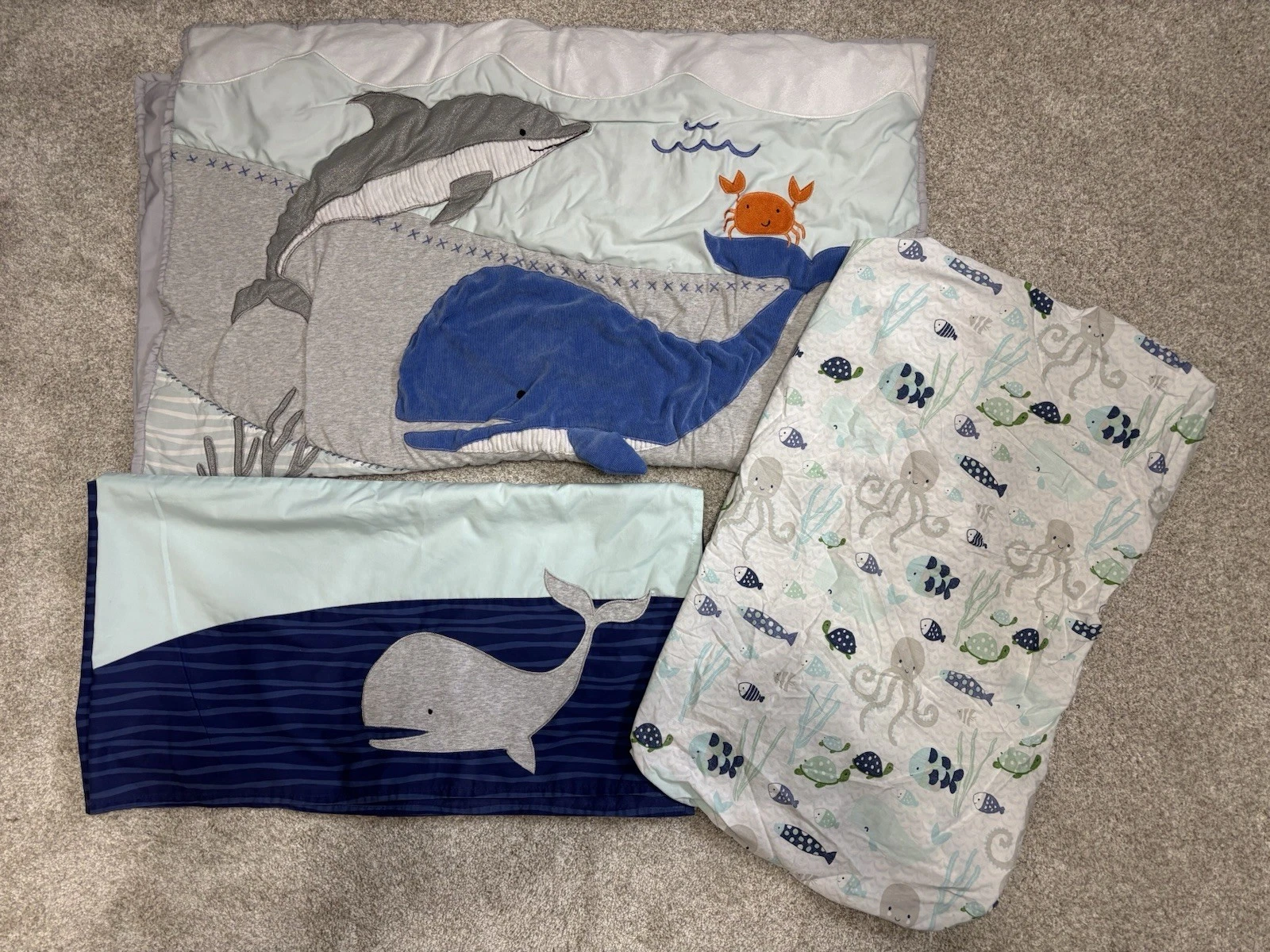 Lambs & Ivy Oceania 5-Piece Baby Crib/Toddler Bed Bedding Set - Blue Ocean Theme