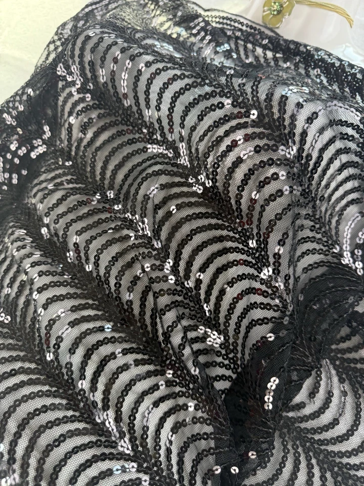 复古 Y2K 90 年代 2000 年代波西米亚黑色串珠网眼纯色耸肩披肩 Cape 女式 OS* — 第 2/4 张图片