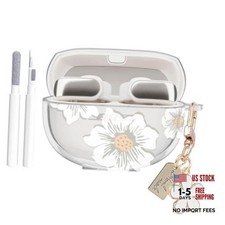 for Bose Ultra Open Earbuds Case Clear,Cute Camellia Design White Camelia