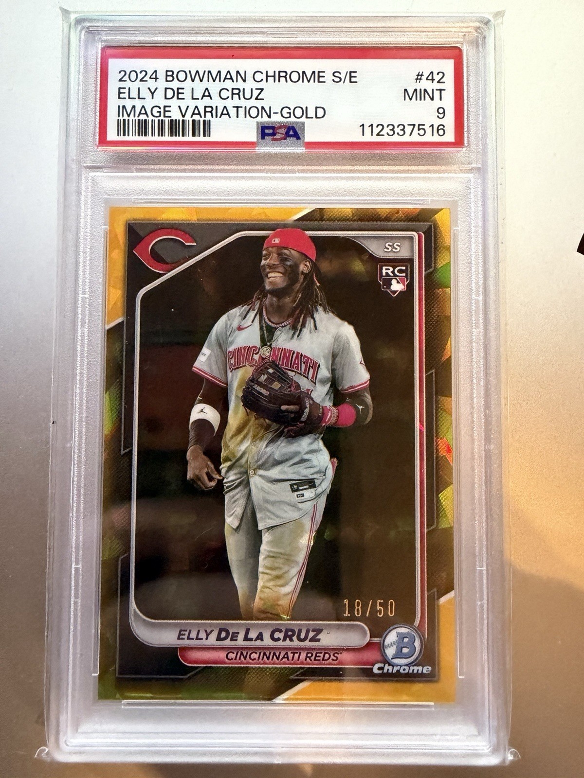 2024 Bowman Chrome Sapphire #42 Elly De La Cruz Image variation gold /50 (RC)