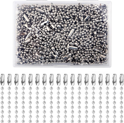 100Pcs Ball Beads Chain Bulk, Silver Keychain Rings, 4 Inch Dog Tag Metal Small 