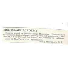Montclair Academy Montclair NJ John G. MacVicar, A.M. c1920 Harper's Ad AG4-S9
