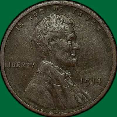 1914 Lincoln Wheat Cent Extremely Fine XF Coin, Corrosion #34563