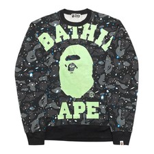 BAPE Big Ape College Logo Crewneck Sweatshirt Space Camo Black