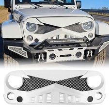 White Front Bumper Grill Hawke Style Grille For 2007-18 Jeep Wrangler Jk Jku Abs