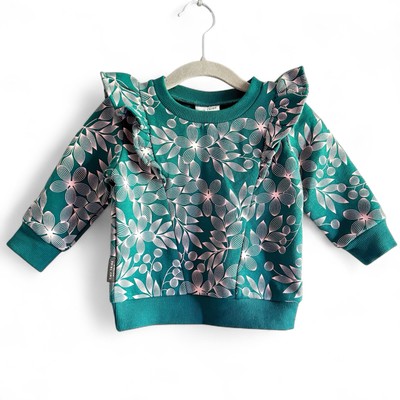 NWOT TINY TRIBE Australia Sweatshirt Teal Green Pink Floral Baby Girl 6-9 months