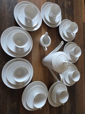 Schumann Arzberg 29tlg.Kaffeeservice für 9 Personen, Weißgrau, Feines Porzellan.