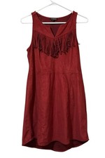 Express Women Size Small Dress Fringe Faux Suede Stretch Country Wedding Guest