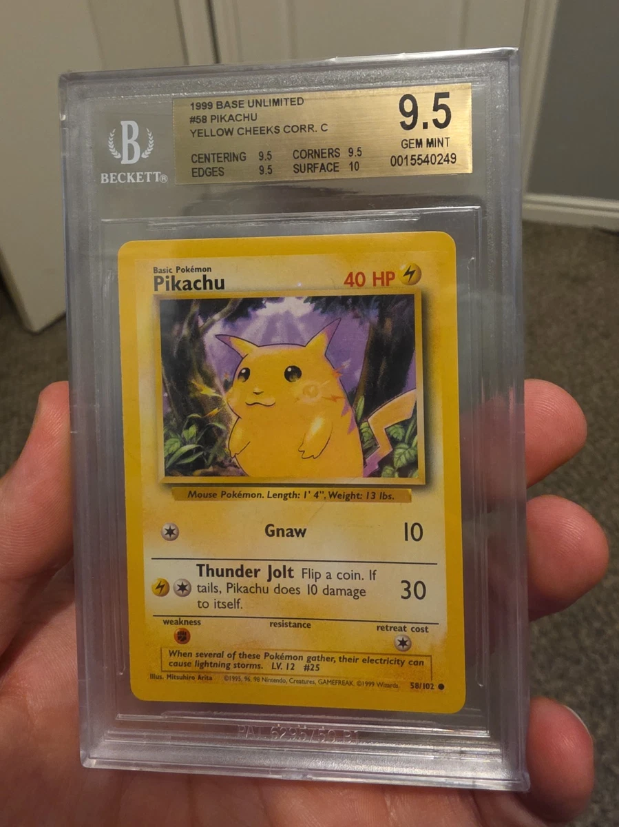 Pokémon TCG Base Set Pikachu Grade 9.5 Individual Collectible Card