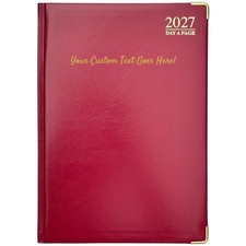 Personalised Text 2027 Diary Day a Page A4 &ndash; Soft Padded & Ribbon Marker