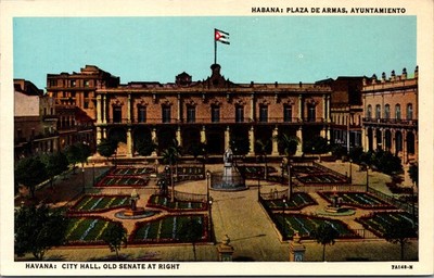 Postcard Cuba Havana Plaza de Armas City Hall Senate Garden View 1954