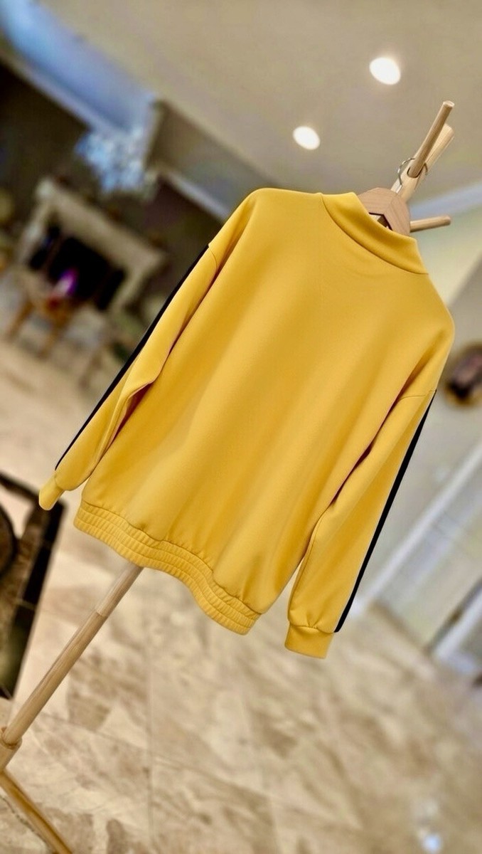 CELINE Track Jacket Yellow Black Zip-Up 100% Polyester Men's Size