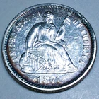 1871 Seated Liberty Half Dime Beautiful AU/BU Coin Rare Date Nice Toning