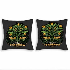 Set of 2 18x18in Throw Pillow Covers with Vibrant Yellow Floral Design