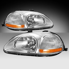 For 1996-1998 Honda Civic Chrome Halogen Driverpassenger Headlights Assembly For 1996-1998 Honda Civic Chrome Halogen Driverpassenger Headlights Assembly