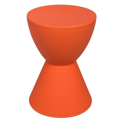 LeisureMod Boyd Modern Plastic Ribbed Round End Table in Orange